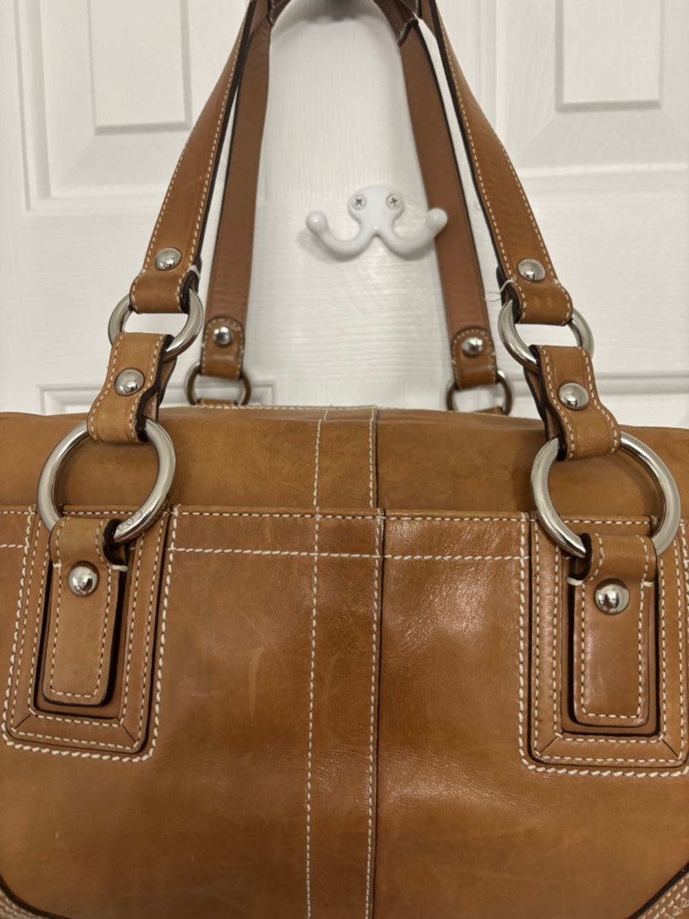 Coach Saddle Brown Leather Shoulder Bag with Silver Hardware - Picture 2 of 16
